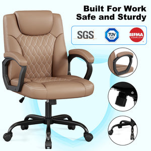 Executive PU Leather Office Chair with Adjustable Height & 360° Swivel
