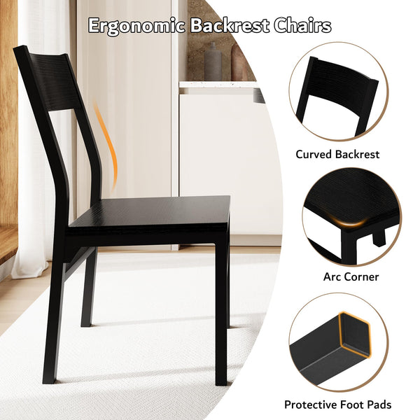 5-Piece Extendable Round Dining Table Set with Chairs and Benches