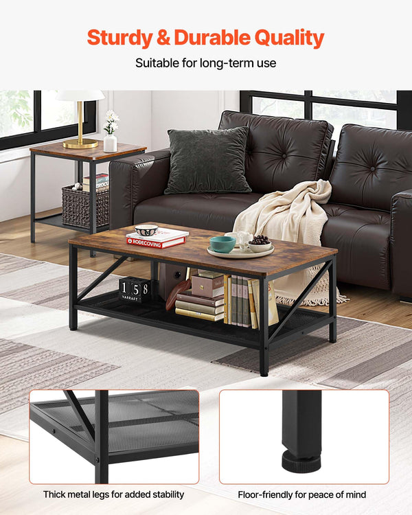 3-Piece Industrial Coffee & End Table Set