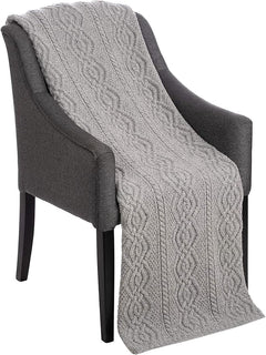 Merino Wool Cable Knit Aran Throw Blanket 44x69 Inches