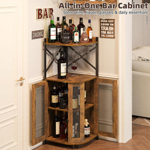 Corner Bar Cabinet with LED Lights