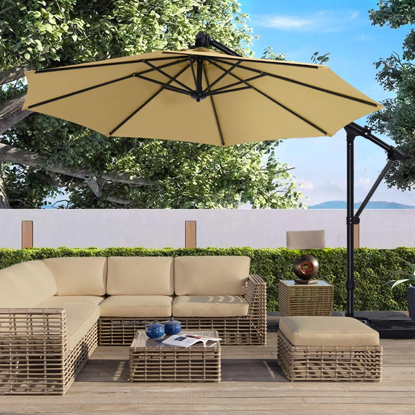 10 ft Cantilever Offset Patio Umbrella with Tilt & Rotate