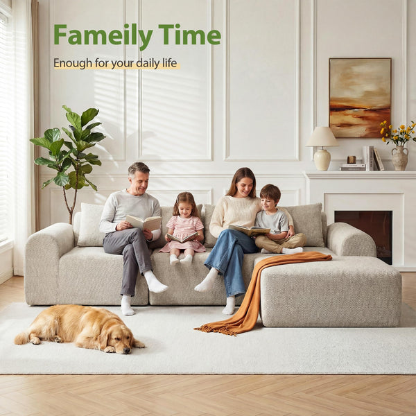Modular L-Shaped Sectional Sofa with Ottoman