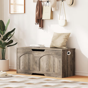 Retro Wooden Storage Bench with Safety Hinges