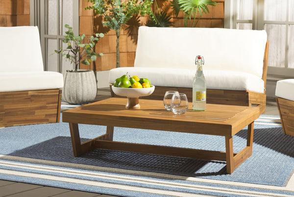 Acacia Wood Outdoor Coffee Table – Natural Slatted Top