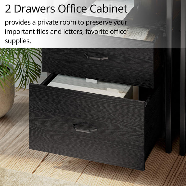Industrial Bookcase with File Cabinet & 5-Tier Open Shelves, 71.6"H