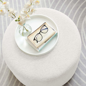 Round Woven Fabric Ottoman with Legs