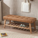 Upholstered Storage Bench with Shoe Shelf