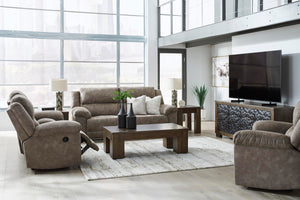 Grey Faux Leather Reclining Sofa