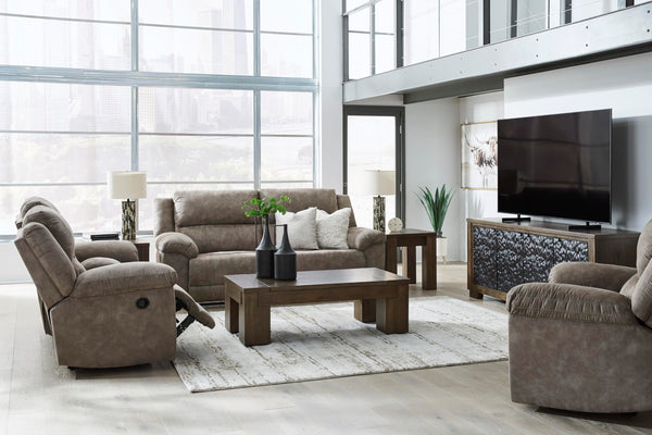 Grey Faux Leather Reclining Sofa