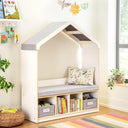 Kids Reading Nook with Storage Cubbies – White Birch Wood