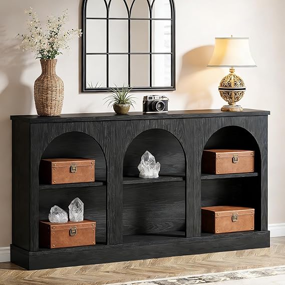 Narrow Entryway Console Table with 3-Tier Storage Shelf