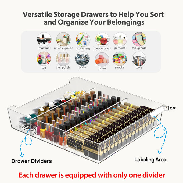 10-Drawer Rolling Storage Cart with Clear Drawers