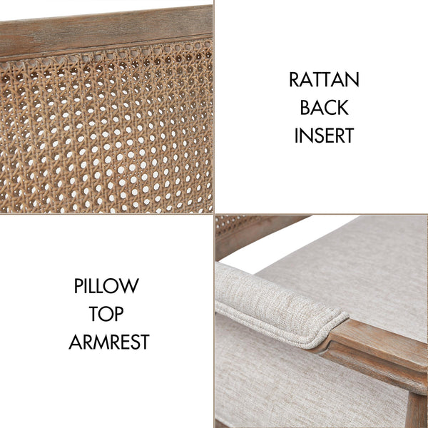 Farmhouse Settee with Rattan Back & Padded Arms