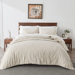 French Linen Quilt Set – 3 Piece Bedding Set
