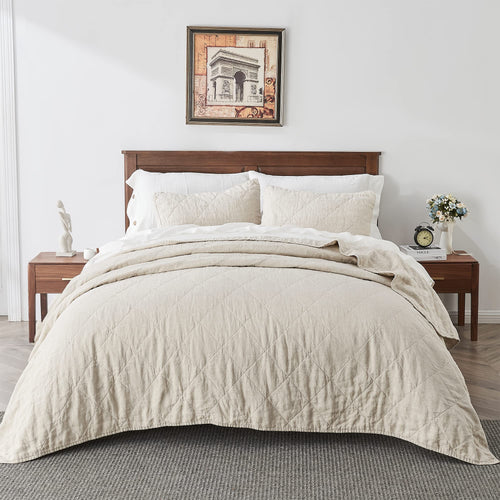 French Linen Quilt Set – 3 Piece Bedding Set