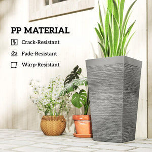 22.8" Tall Outdoor Planters Set of 3 with Wheels & Drainage