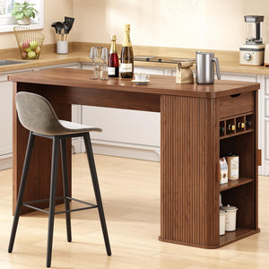 59-Inch Fluted Kitchen Island with Storage