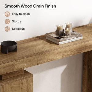 63-Inch Farmhouse Console Table with Wood Finish
