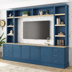 4-Piece Entertainment Center Wall Unit with TV Stand & Bookshelves
