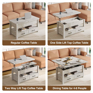 Lift Top Coffee Table with Drawers & Hidden Storage