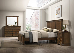Traditional Wood Panel Bedroom Set – Antique Walnut