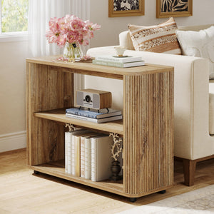 Narrow 3-Tier Side Table with Storage Shelves