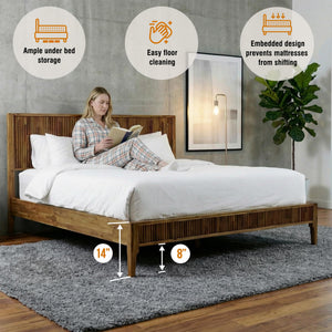 Solid Wood Platform Bed Frame with Headboard