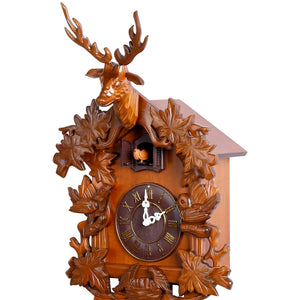 Handcrafted Wood Cuckoo Clock with Bird & Night Sensor