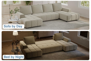 L-Shaped Sectional Sleeper Sofa with Storage & Pull-Out Bed