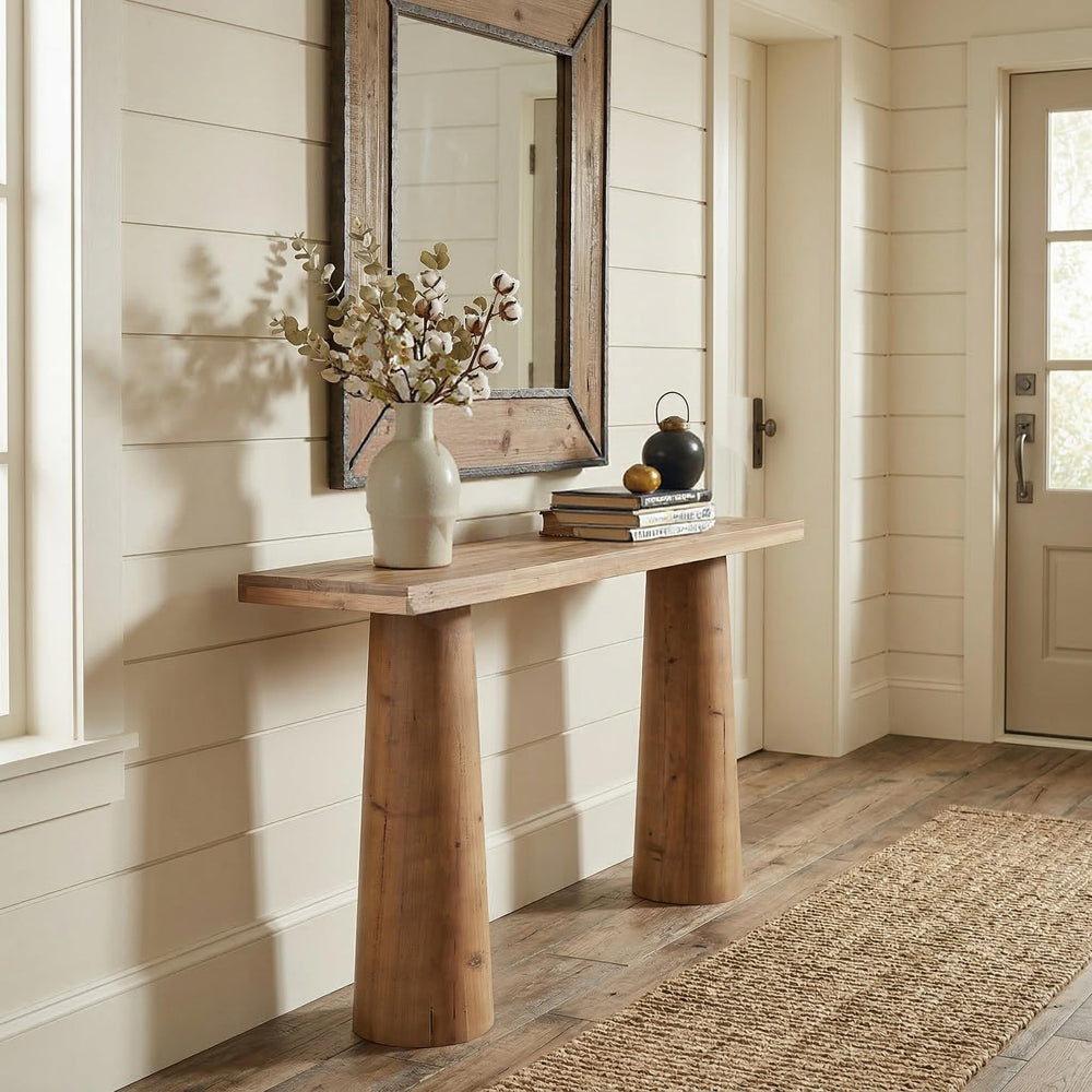 63-Inch Solid Wood Console Table – Farmhouse Entryway & Sofa Table