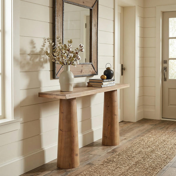 63-Inch Solid Wood Console Table – Farmhouse Entryway & Sofa Table