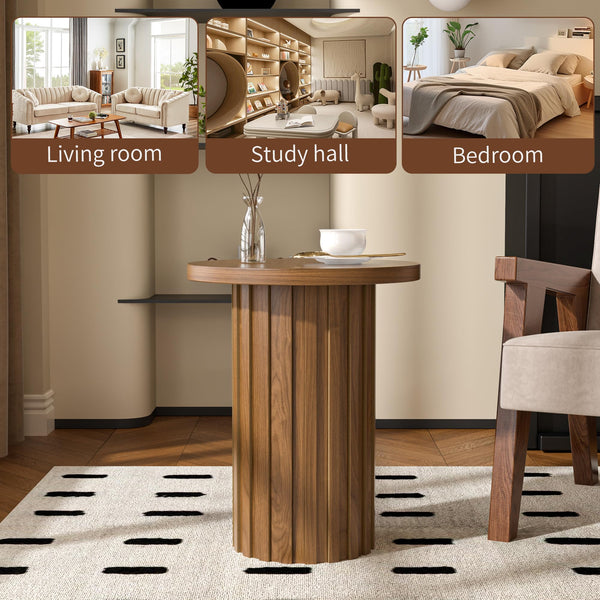 Round Fluted Pedestal End Table
