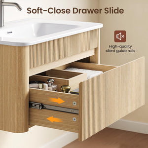 30" Wall-Mounted Bathroom Vanity with Ceramic Sink