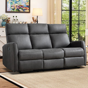 3-Seat Wall-Hugger Reclining Sofa – Grey Fabric