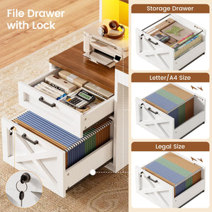 L Shaped Desk with 2 Drawers, 65" x 59" Corner Desk with Storage & LED Strip