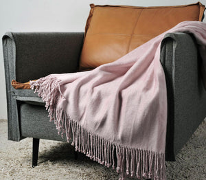 Fringed Mulberry Silk Throw Blanket