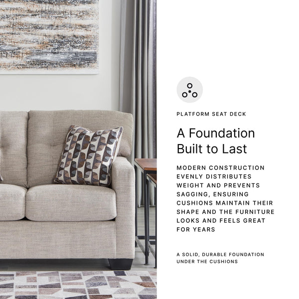 Contemporary Tufted Loveseat – Beige Polyester Upholstery