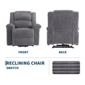 Corduroy Manual Recliner Chair with Side Pocket – Dark Gray