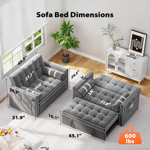 3-in-1 Convertible Sleeper Sofa Bed with USB Ports & Adjustable Backrest