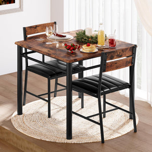 2-Person Dining Table Set with Upholstered Chairs