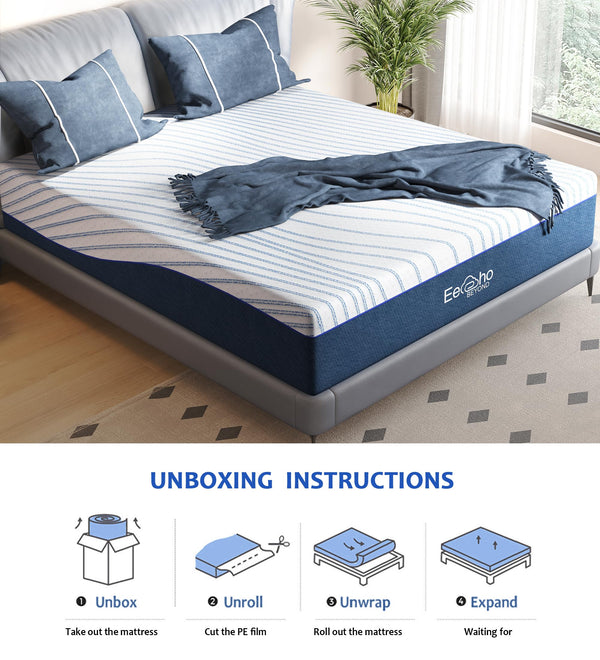 Queen Gel Memory Foam Mattress 12 Inch – Medium Firm, Cooling, Fiberglass Free