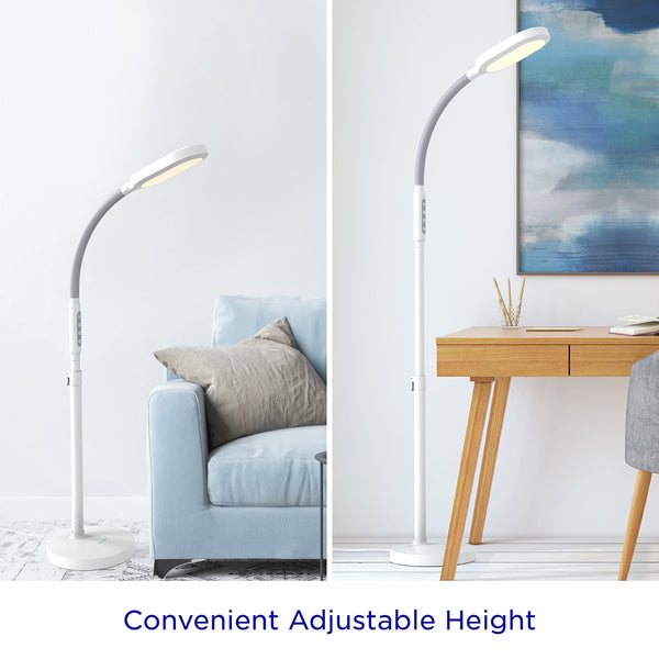 Full Spectrum LED Light Therapy Floor Lamp with Adjustable Gooseneck