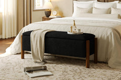 Storage Ottoman Bench with Walnut Legs