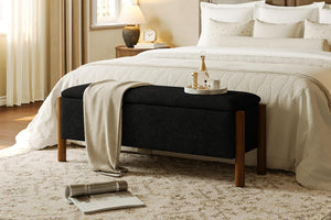 Storage Ottoman Bench with Walnut Legs