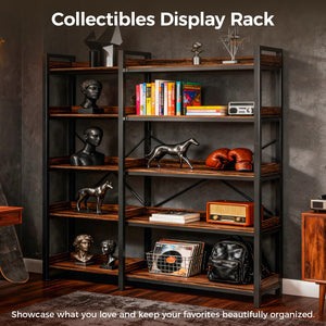 5-Tier L-Shaped Corner Bookshelf with Metal Frame