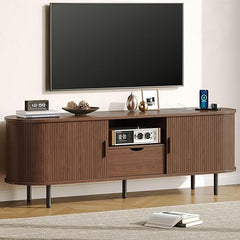 Mid-Century Modern TV Stand with Power Outlet & Storage