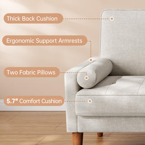 Loveseat Sofa with Spring Cushions & Removable Cover