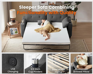 Corduroy Pull-Out Sleeper Sofa Bed