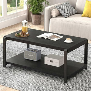 Industrial Rectangle Coffee Table with Storage Shelf
